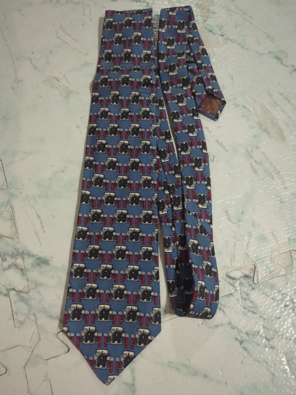 Christian Dior Automobile Necktie Blue - Vintage